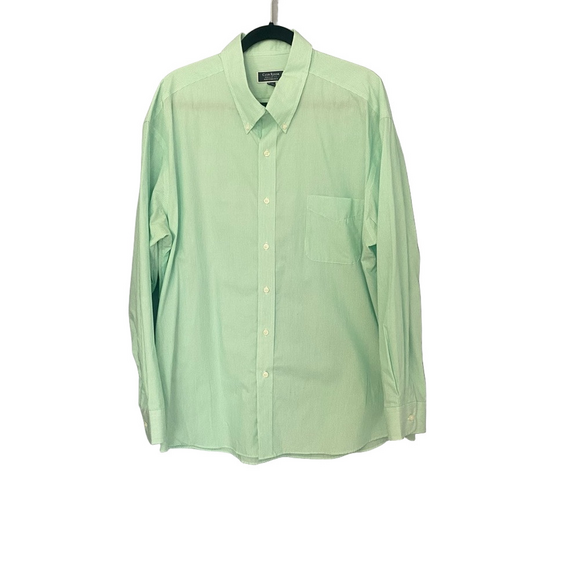 Men's Green white stripe Dress Shirt 18 1/2 34/35 club room - Picture 1 of 7